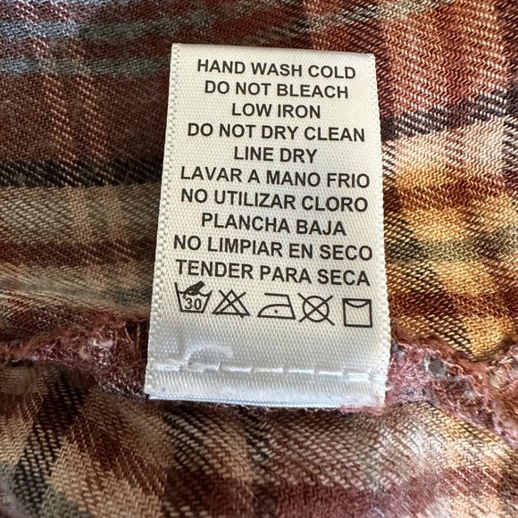 Becool Womens Brown Plaid Flannel Button Long Sleeve Shirt Size S - Picture 6 of 6